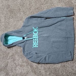 Reebok Zip-Up Hoodie, Medium, Gray with Mint